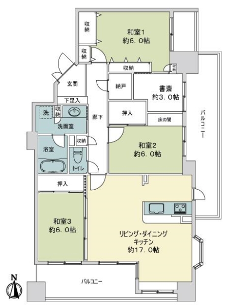 ライオンズガーデンシティ鳥飼２番館の間取図