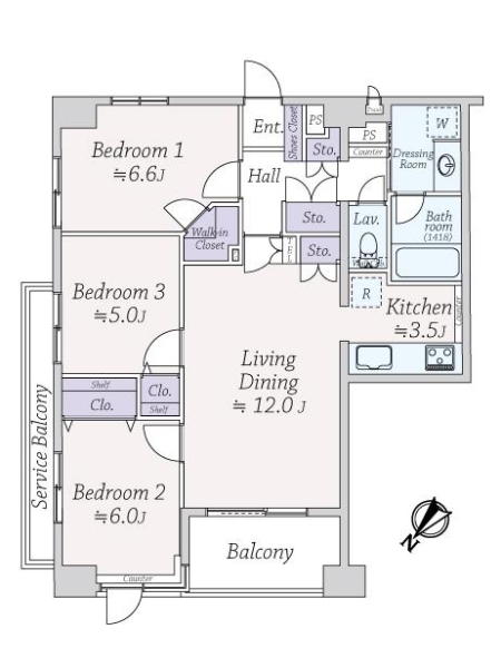 エスト・グランディール横濱関内の間取図