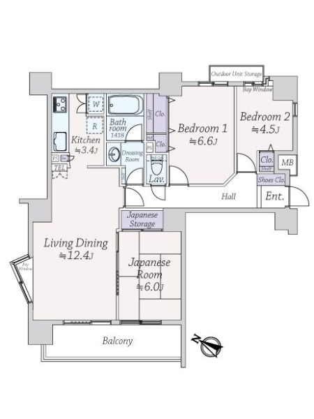 朝日ツイン目黒Ｂ棟の間取図