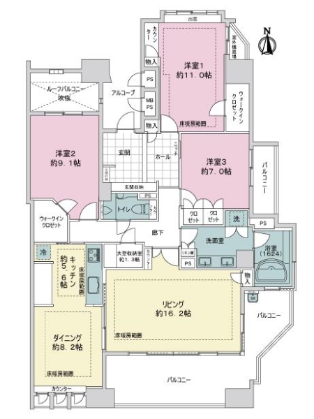 ライオンズ桜山レジデンスの間取図