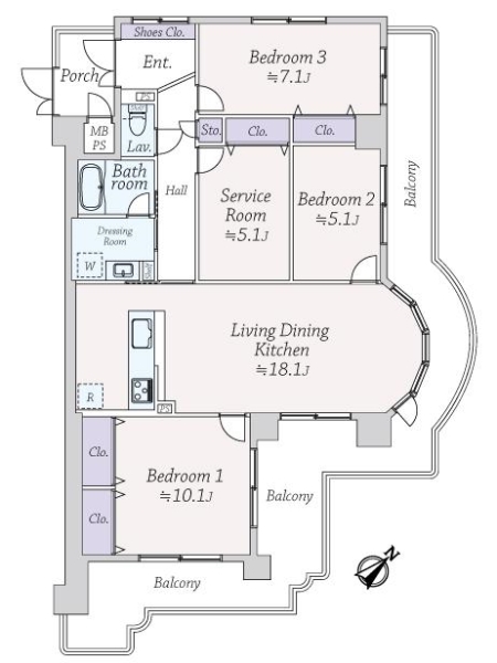 ハイネスヴェルデ大正館の間取図