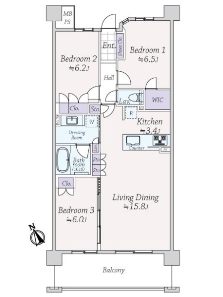 ライオンズ芦屋グランフォートの間取図