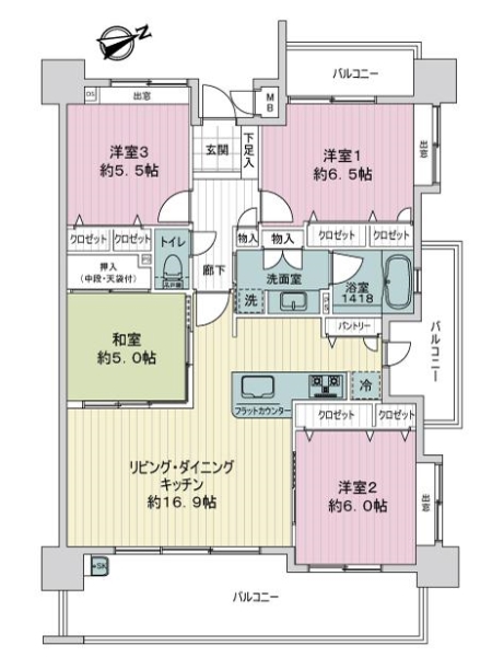 エイリックスタイルアスバ貝塚駅の間取図