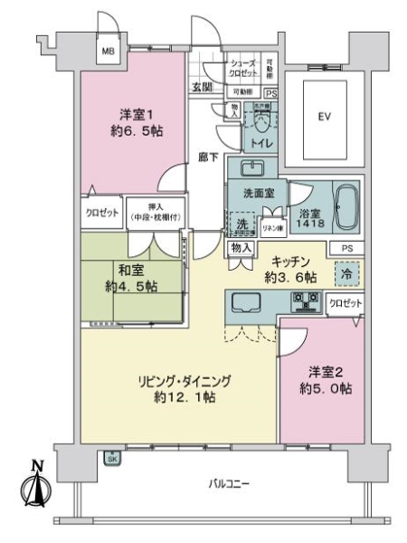 エイリックスタイル藤崎南コートプレイスの間取図