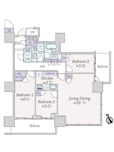 津田沼ザ・タワーの間取図