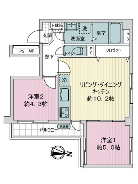 ライオンズマンション阪東橋の間取図