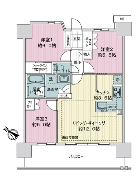 ライオンズ川口並木グランゲートの間取図