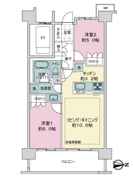 ライオンズ多摩川レジデンスの間取図