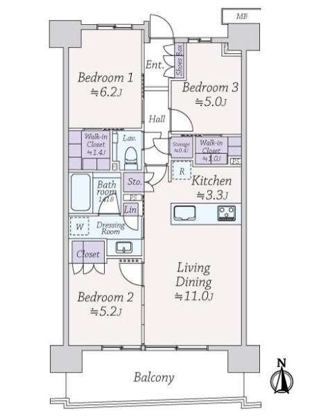 ガーデンクロス東京王子の間取図