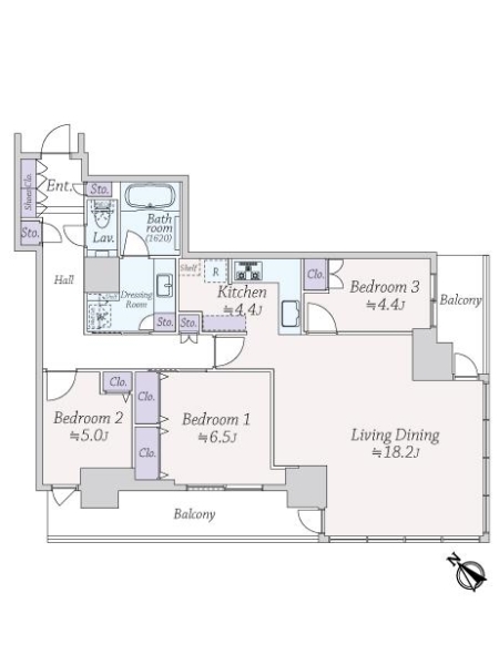 パークタワー芝浦ベイワード　オーシャンウィングの間取図