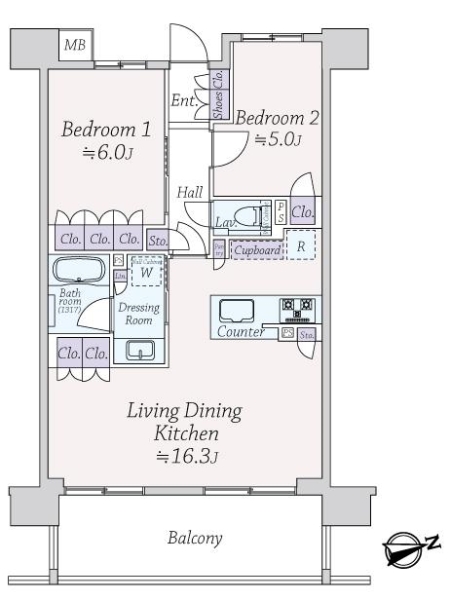 リストレジデンス芝浦の間取図