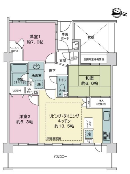 ライオンズヒルズ横濱新子安の間取図