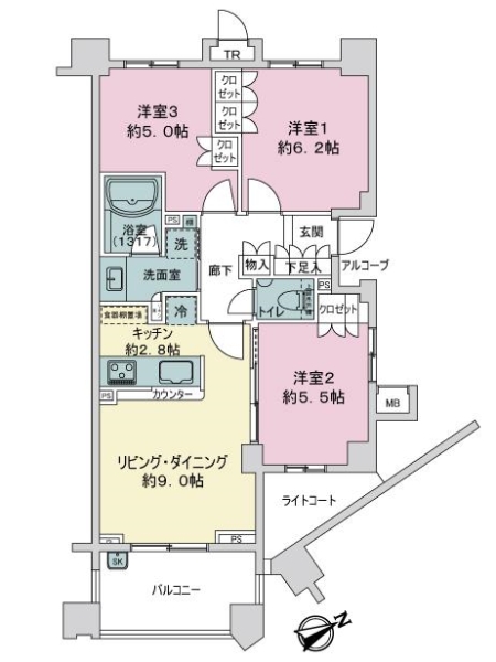 サンクタス菊名リネアストリシアの間取図