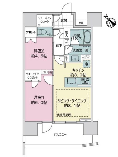 ライオンズ町屋レリアシティの間取図