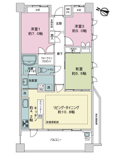 ライオンズ港北ニュータウンシーズンズハウスの間取図