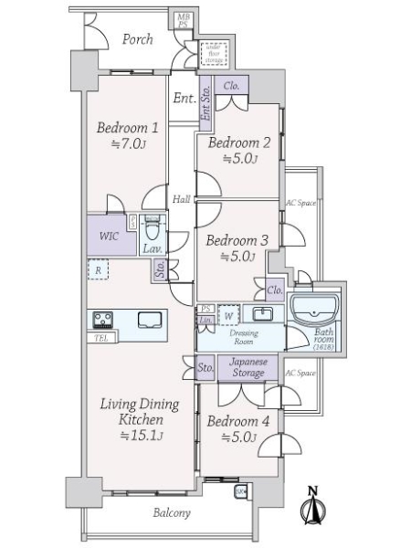 ライオンズマンション沢之町ガーデンタワーの間取図