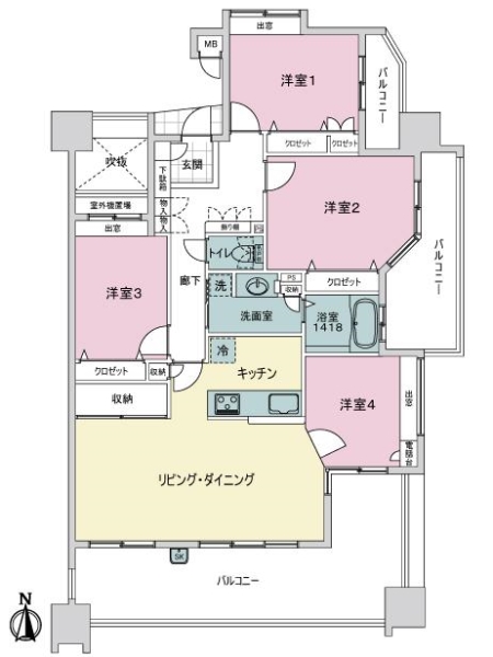 サングレート博多東弐番館の間取図
