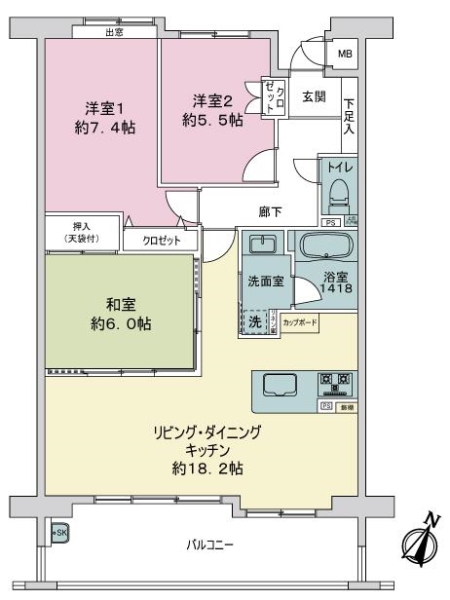 パークヒルズ己斐西町の間取図