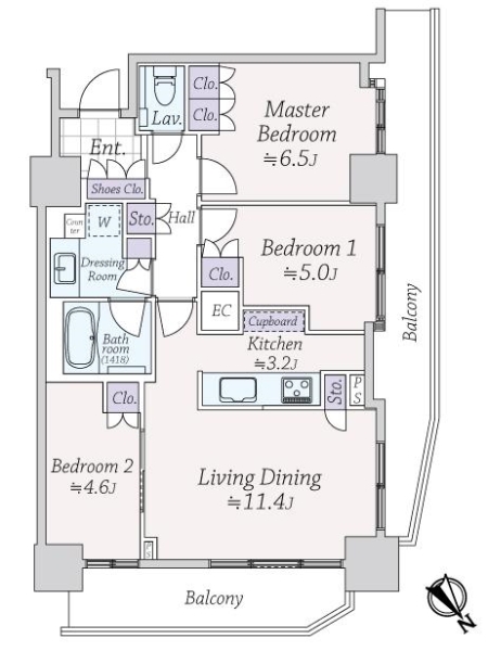 パークタワー滝野川の間取図