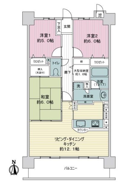 ライオンズマンション武道館前の間取図