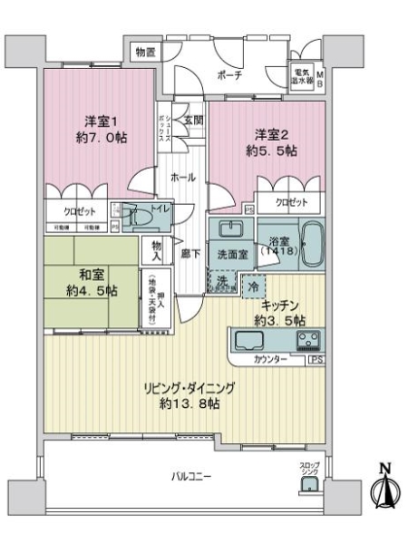 モアグレース六条東２の間取図