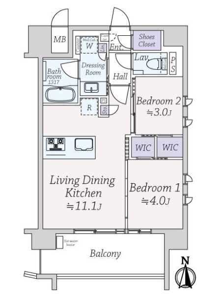 グランソルティア天神の苑の間取図