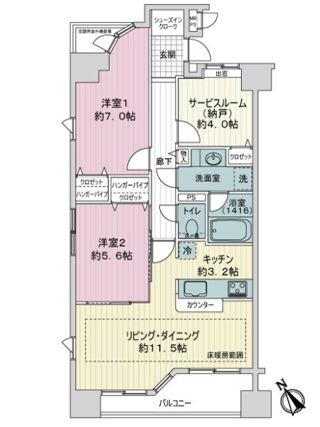ライオンズシティ日暮里の間取図