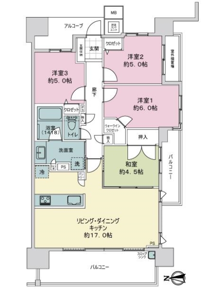 ライオンズ住吉橋リバーフォートの間取図