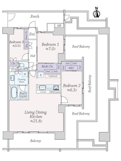 なかもずオールズ・グランコートの間取図