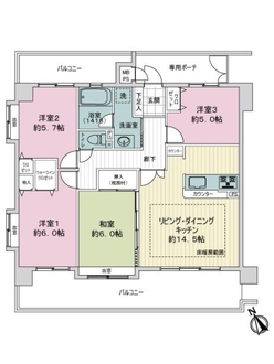 ライオンズマンション皆賀の間取図