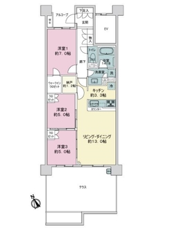 ＴＨＥ　ＣＥＮＴＥＲ　ＨＯＵＳＥ　Ａ棟の間取図