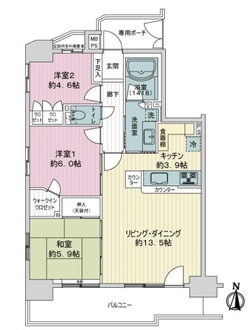 ライオンズグローベル五反野ラトーリアの間取図