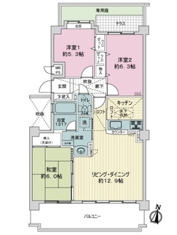 ライオンズヴィアーレ鹿山A棟の間取図