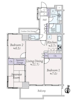 ジェム川口プライムアベニューの間取図