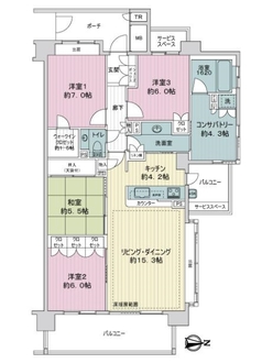 グランノア汐見台Ａ棟の間取図