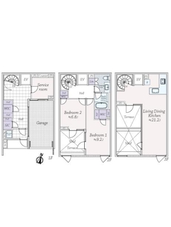 サンクタスコート芦屋バーティカル・ヴィラ棟Ｃの間取図