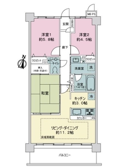ライオンズマンション豊中夕日丘の間取図