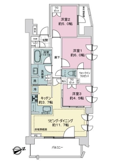 ライオンズ横濱仲町台ヴィアーレの間取図