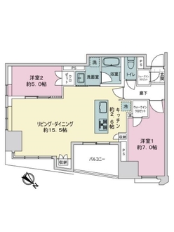 レーベン福岡天神　ＯＮＥ　ＴＯＷＥＲの間取図