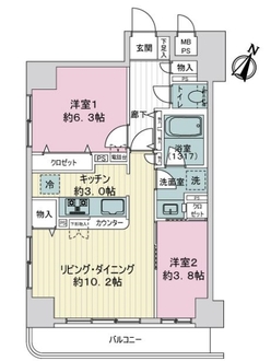 ライオンズマンション三宮東第３の間取図
