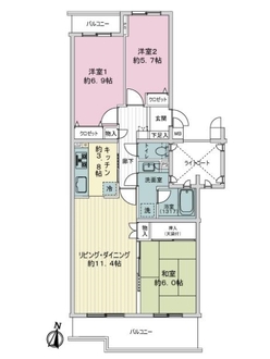 ファミールシティ武蔵関２番館の間取図