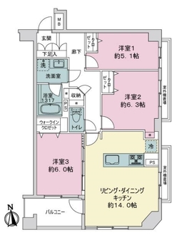 ヒルズ武蔵中原ウエストウイングの間取図
