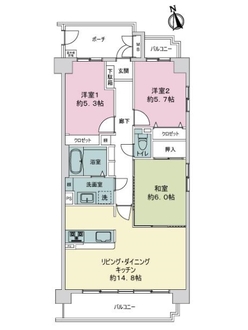 グラン・コート鳴海の間取図