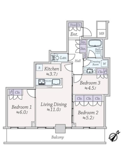 リヴァリエＢ棟の間取図