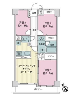 ライオンズヴィアーレ調布第２の間取図