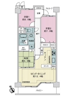 ライオンズマンション名西橋緑地の間取図