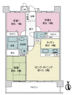 ユーハウス第３蜆橋の間取図