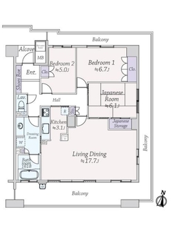 パークホームズ福島エルグレースの間取図