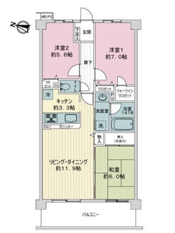 ライオンズマンション北小金第２の間取図