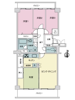 ヴィルヌーブ南越谷Ａ棟の間取図